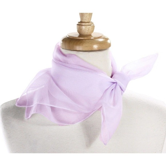 50s Style Sheer Chiffon Square Scarves Set w 1 White and 1 Lilac Scarf - Hey Viv - Picture 5 of 7